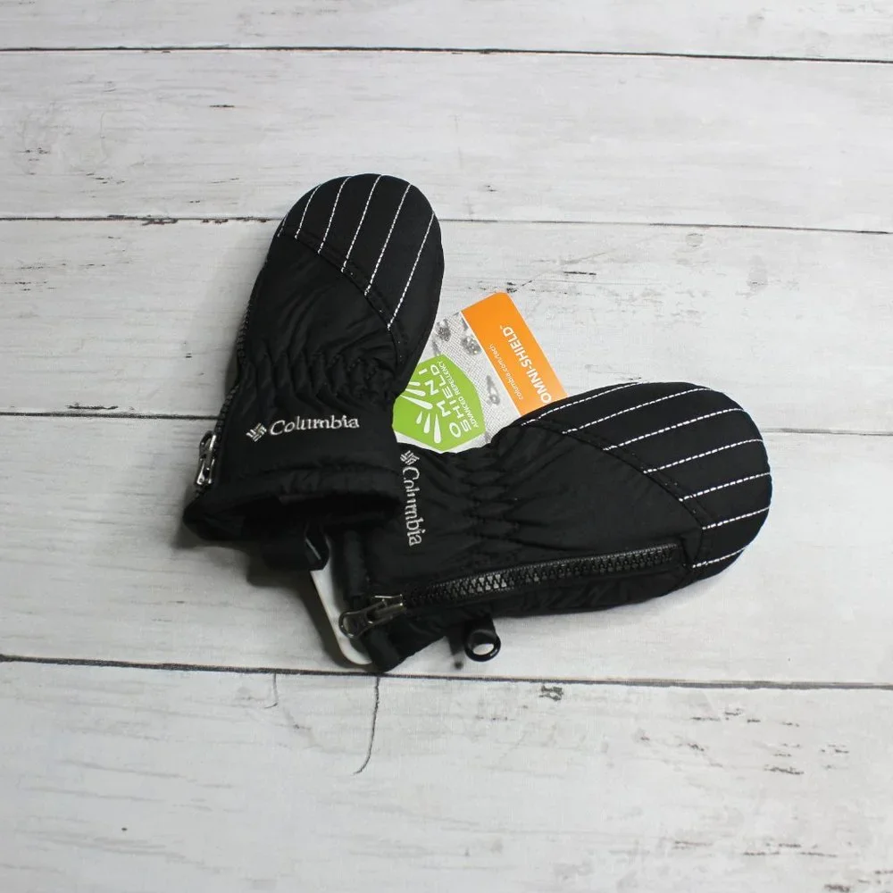 Columbia Baby Boy's Black Winter Mittens Infant One Size Zipper